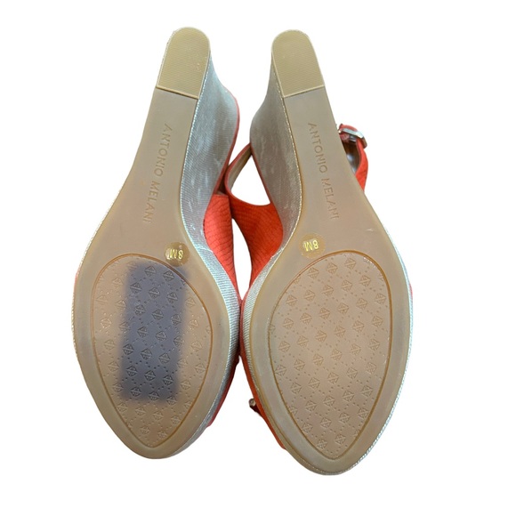Antonio Melani Coral Orange Suede wedge heels size 8 - Picture 7 of 10
